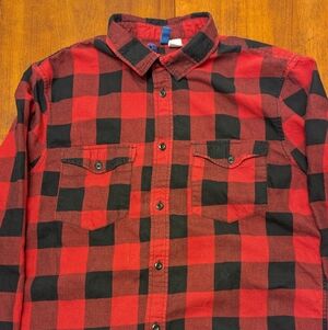 H&M Red and Black Checkered Casual Shirt